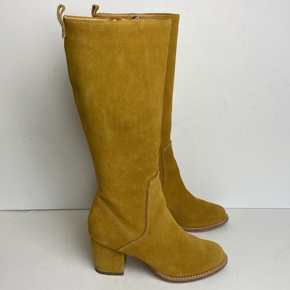 Anthropologie Bill Blass Becket Suede Leather Knee High Boots Sz 6 Hippie Office - Picture 2 of 16